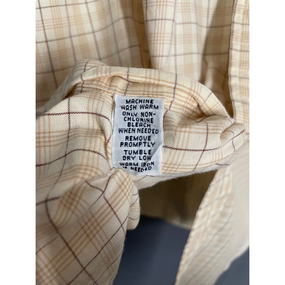 Quiet Luxury Ralph Lauren Plaid Button Down Shirt Tan Cream XL Classic Fit - Picture 6 of 10
